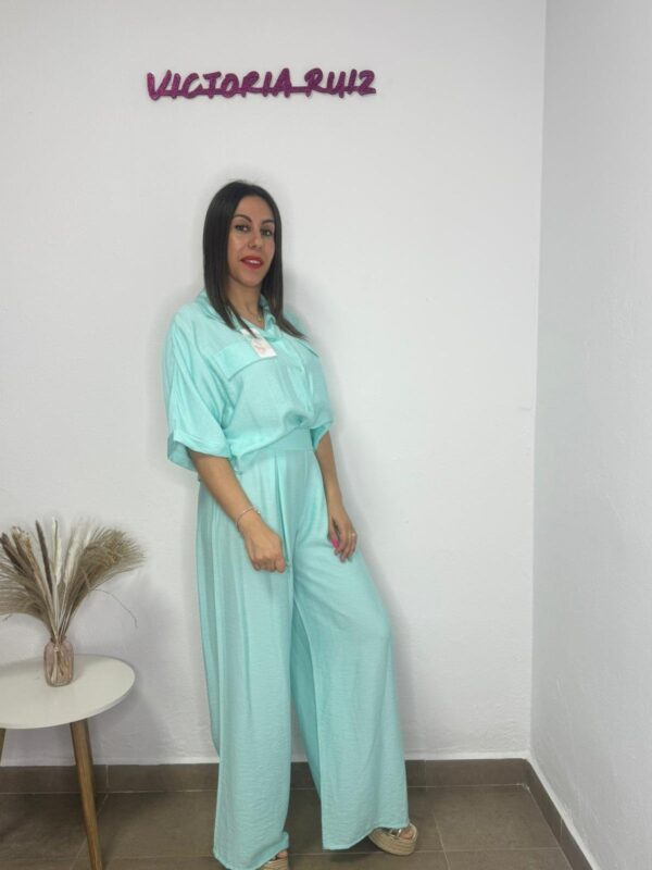 Conjunto lino Macarena Verde Agua