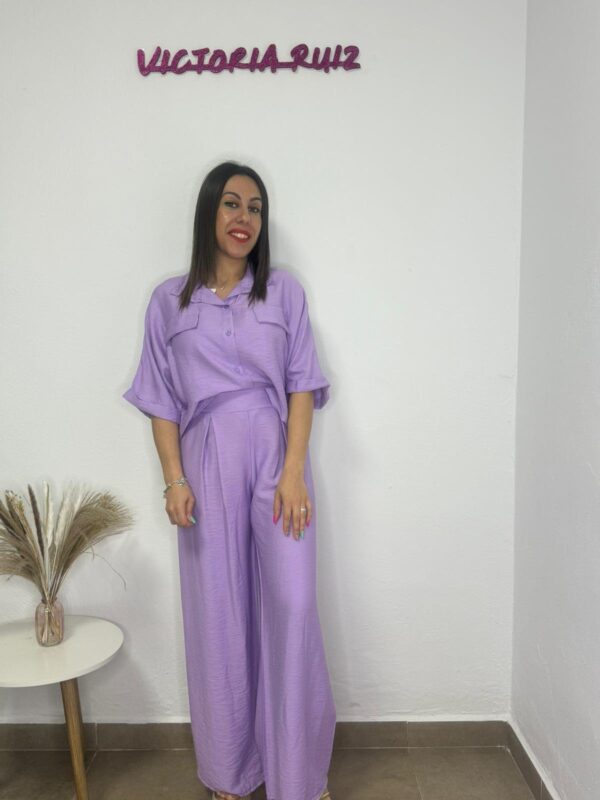 Conjunto lino Macarena Lila