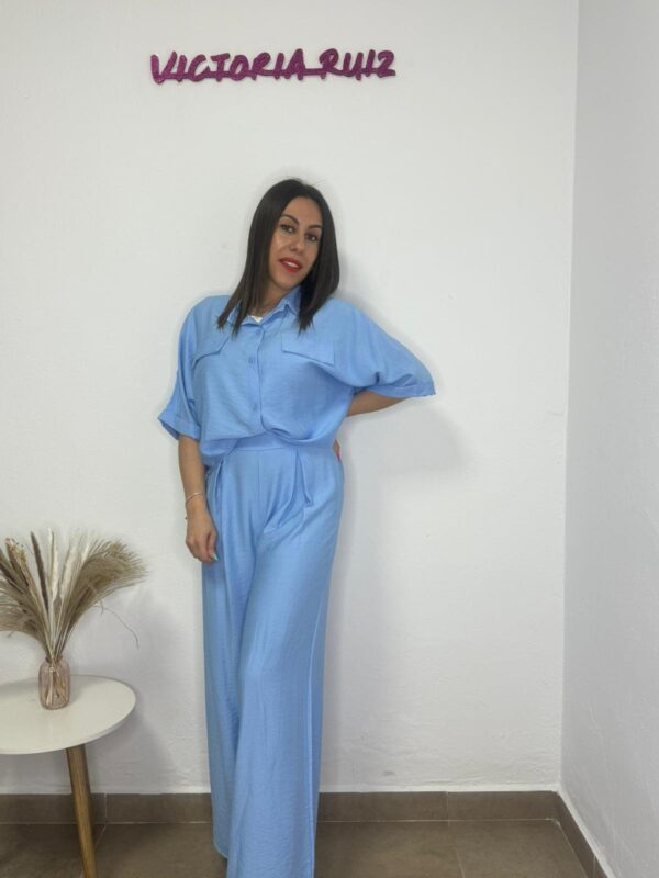 Conjunto lino Macarena Azul - Imagen 2