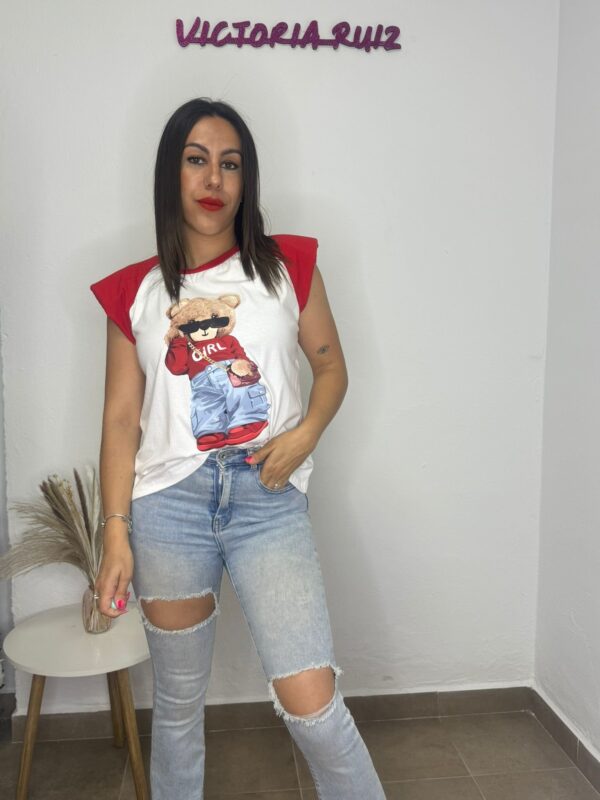 Camiseta Oso Hombreras Roja
