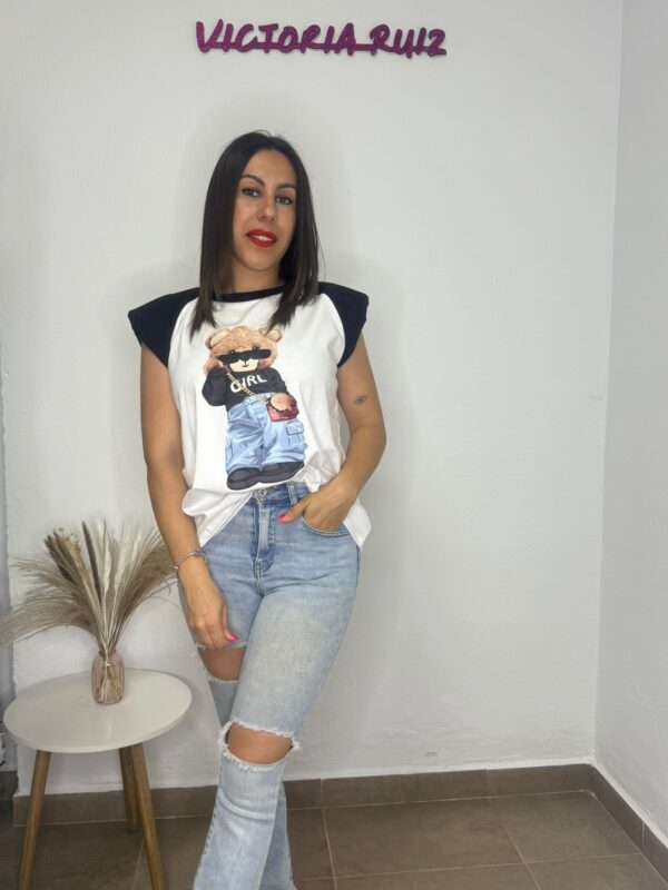 Camiseta Oso Hombreras Negro - Imagen 2