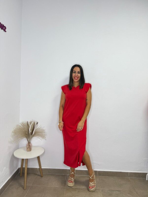 Vestido Hombreras Rojo
