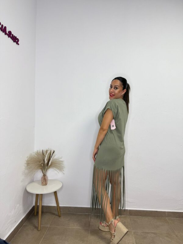 Vestido Flecos Caqui