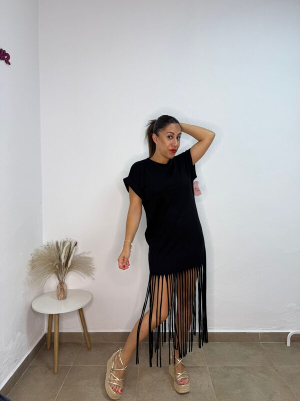 Vestido Flecos Negro
