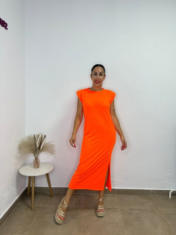 Vestido Hombreras Naranja
