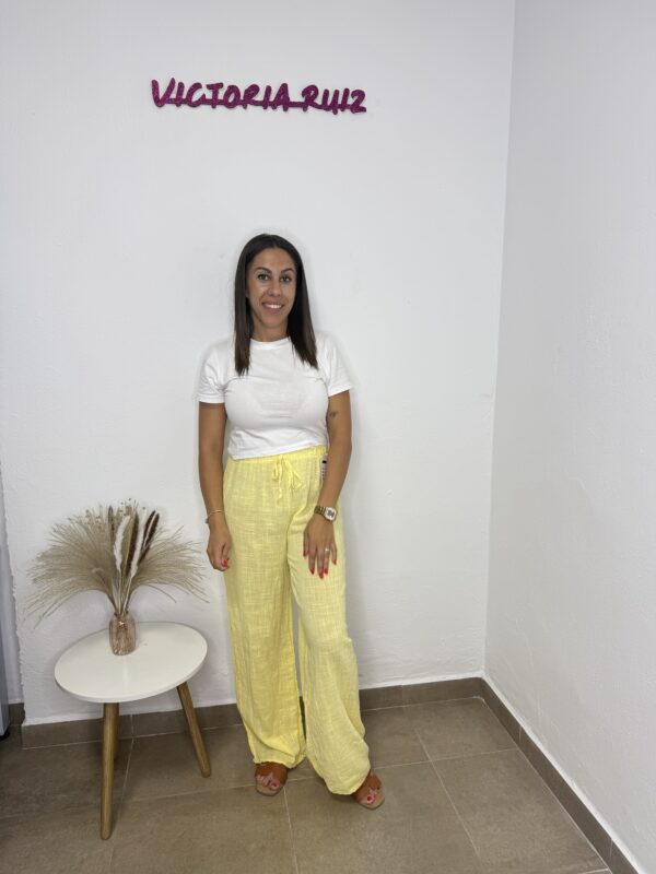 Pantalon lino amarillo