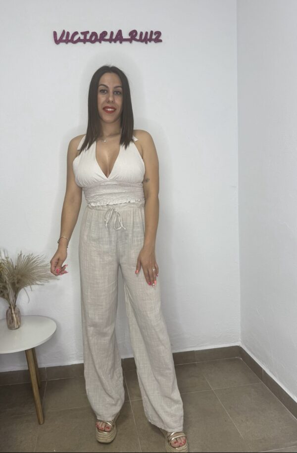 Pantalon lino beig