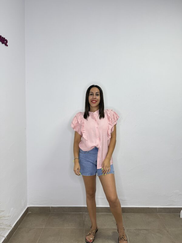 Camisa volante rosa