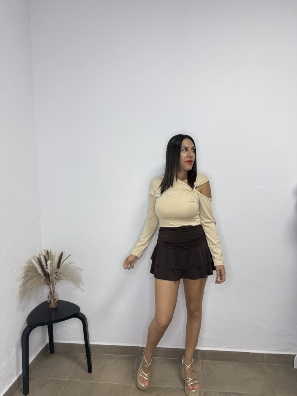 Falda pantalones volantes chocolate