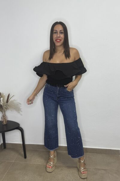 Top volante negro