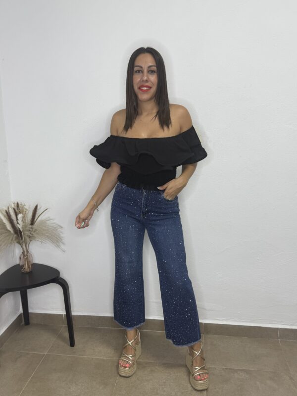 Top volante negro