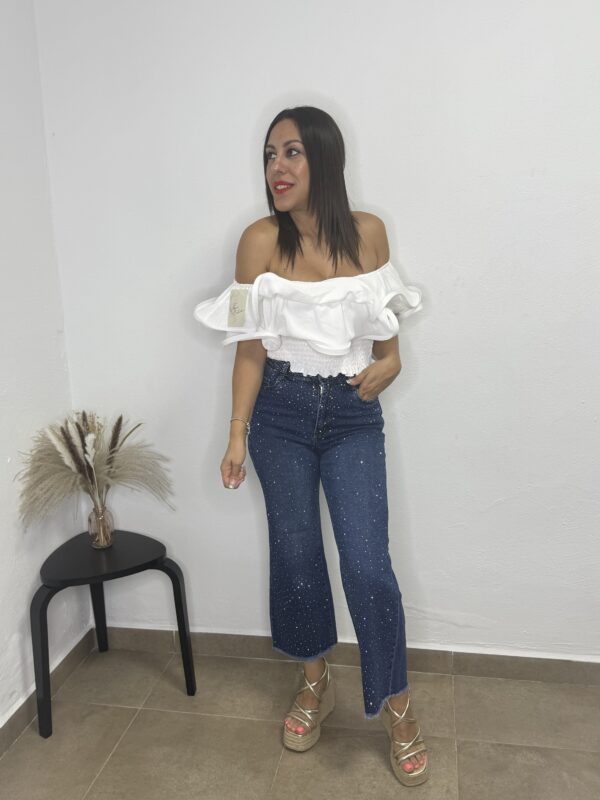 Top volante blanco
