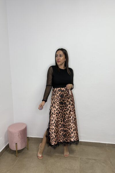 Falda Print con encaje